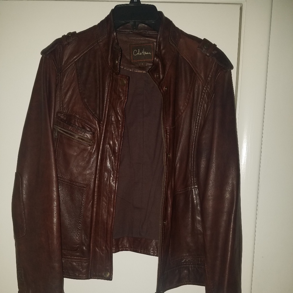 COLE HAAN BROWN LEATHER JACKET